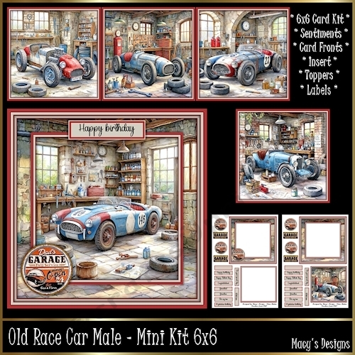 Old Race Car Male - Birthday / Fathers Day - Mini Kit 6x6