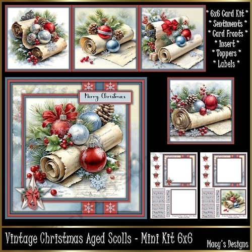 Vintage Christmas Aged Scrolls - Mini Kit 6x6