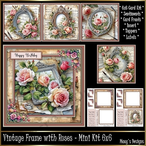 Vintage Frame with Roses - Mini Kit 6x6