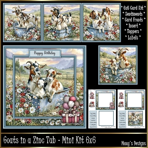 Goats in a Zinc Tub - Mini Kit 6x6