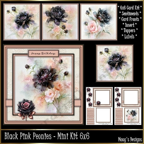 Black Pink Peonies - Mini Kit 6x6