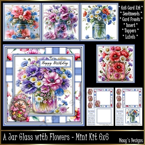 A Jar Glass with Flowers - Mini Kit 6x6