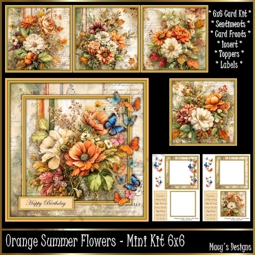 Orange Summer Flowers - Mini Kit 6x6