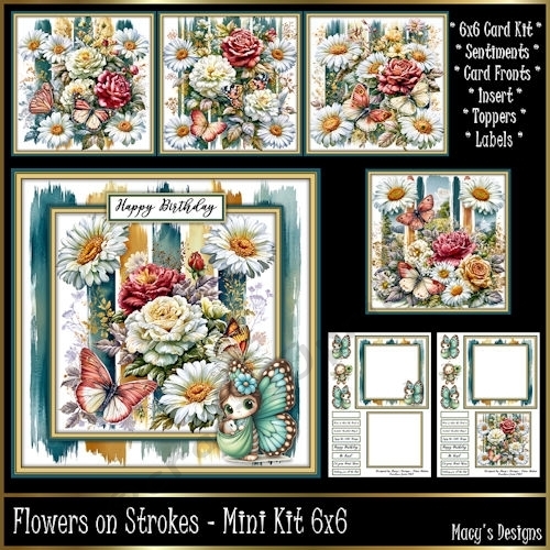 Flowers on Strokes - Mini Kit 6x6