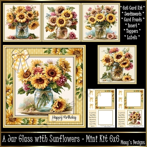 A Jar Glass with Sunflowers - Mini Kit 6x6