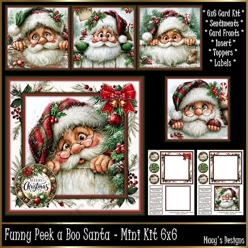 Funny Peek a Boo Santa - Mini Kit 6x6