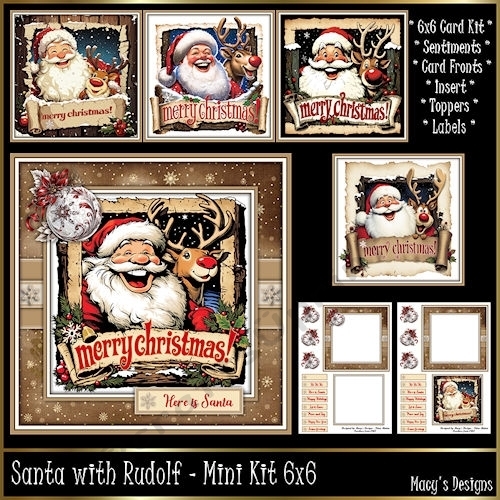 Santa with Rudolf - Mini Kit 6x6