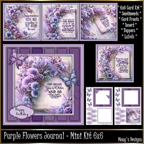 Purple Flowers Journal - Mini Kit 6x6