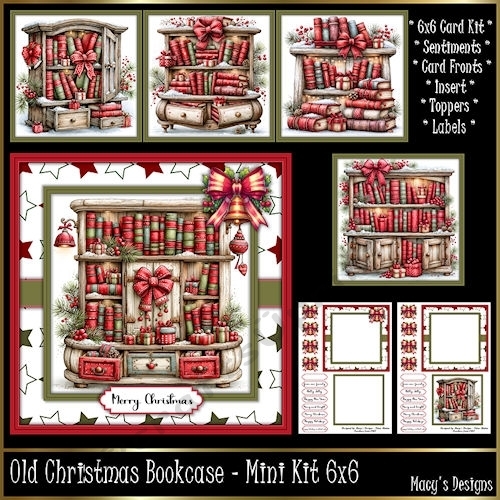 Old Christmas BookCase - Mini Kit 6x6