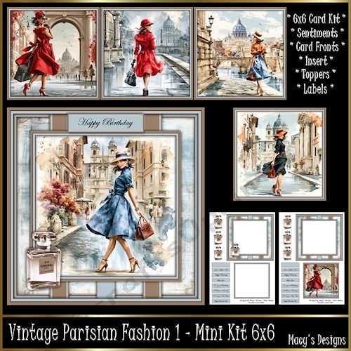 Vintage Parisian Fashion 1 - Mini Kit 6x6