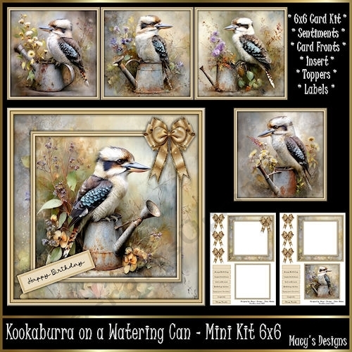 Kookaburra on a Watering Can  - Mini Kit 6x6