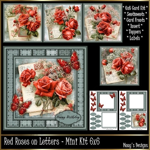 Red Roses on Letters - Mini Kit 6x6