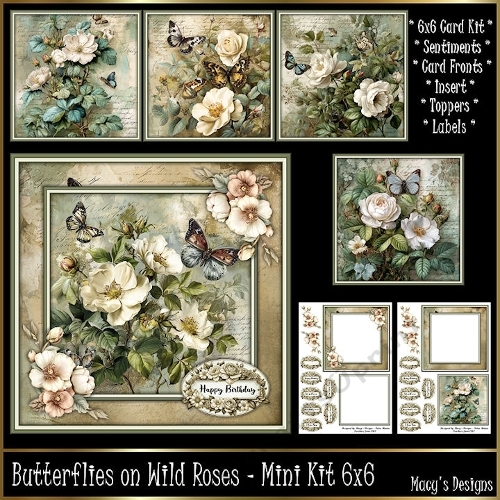 Butterflies on Wild Roses - Mini Kit 6x6