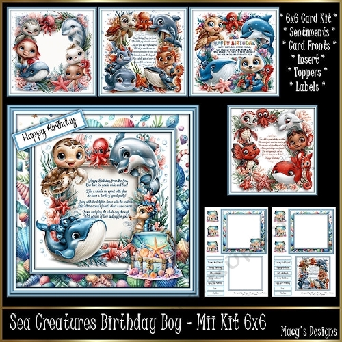 Sea Creatures Birthday Boy - Mini Kit 6x6