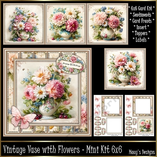 Vintage Vase With Flowers - Mini Kit 6x6