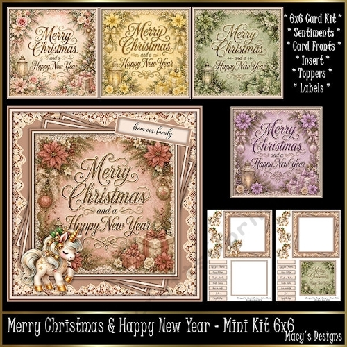 Merry Christmas Happy New Year - Mini Kit 6x6