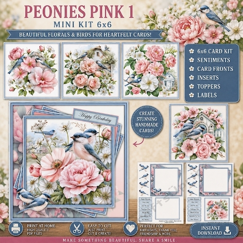 Peonies Pink 1 - Mini Kit 6x6