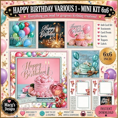 Happy Birthday Various 1 - mini kit 6x6