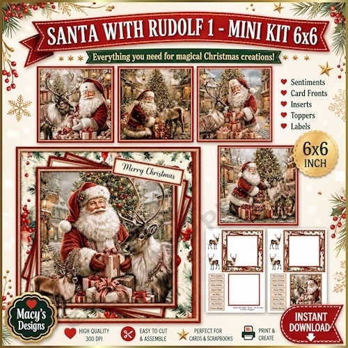Santa with Rudolf 1 - Mini Kit 6x6