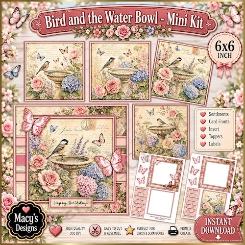 Bird and the Water Bowl - Mini Kit 6x6