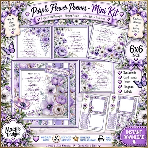 Purple Flower Poemes - Mini Kit 6x6