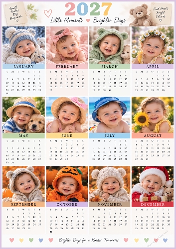 Year Calendar Cute Baby 2027