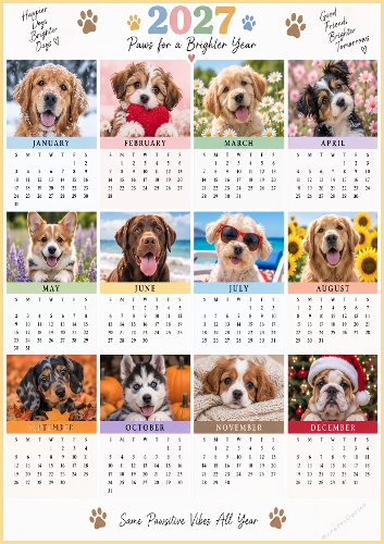 Year Calendar Dog 2027
