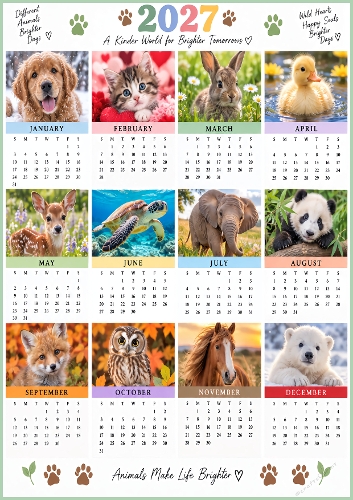 Year Calendar Animals 2027