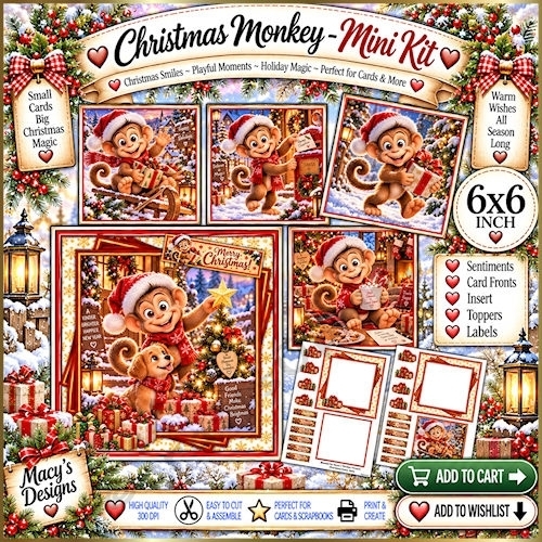Christmas Monkey - Mini Kit 6x6