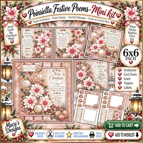 Poinsietta Festive Poems - Mini Kit 6x6