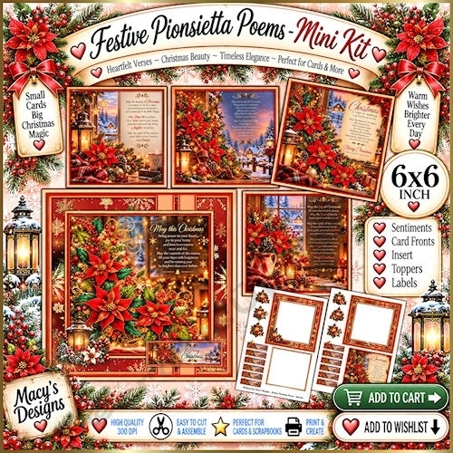 Festive Poinsietta Poems - Mini Kit 6x6
