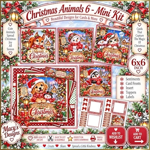 Christmas Animals 6 - Mini Kit 6x6
