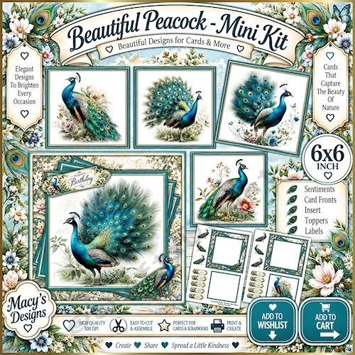 Beautiful Peacock 1 - Mini Kit 6x6