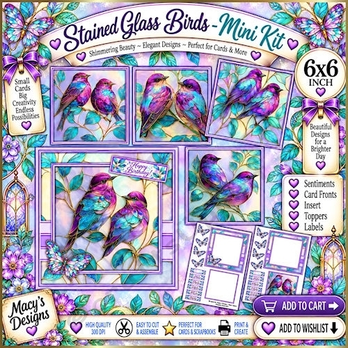 Stained Glass Birds - Mini Kit 6x6