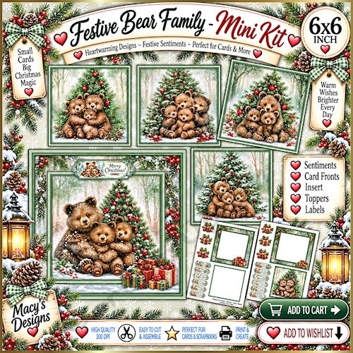 Festive Bear Family - Mini Kit 6x6