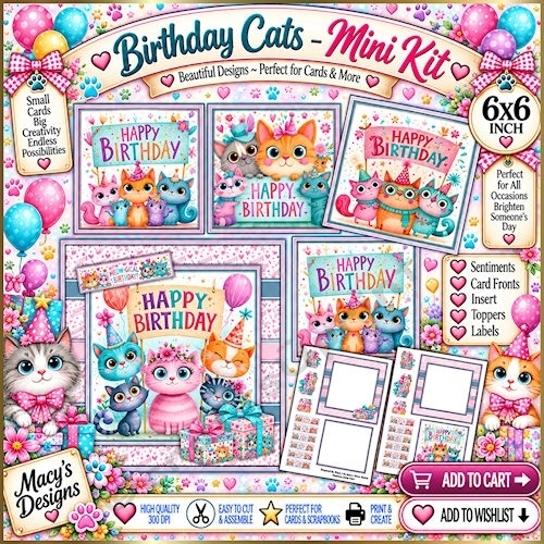 Birthday Cats - Mini Kit 6x6