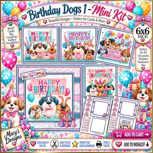 Birthday Dogs 1 - Mini Kit 6x6