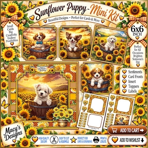 Sunflower Puppy - Mini Kit 6x6