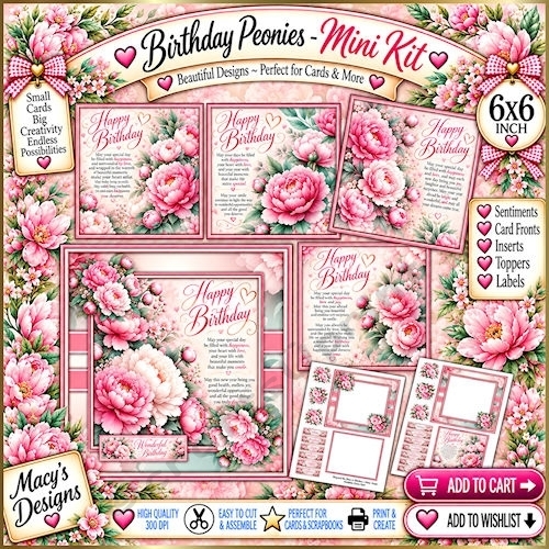 Birthday Peonies - Mini Kit 6x6