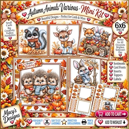 Autumn Animals Various - Mini Kit 6x6