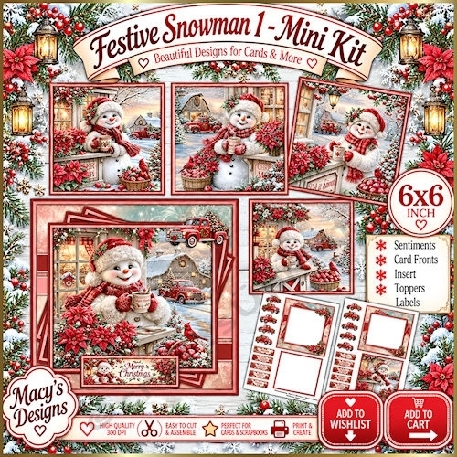 Festive Snowman 1 - Mini Kit 6x6