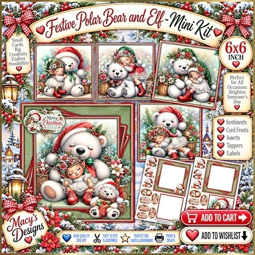 Festive Polar Bear And Elf _ Mini Kit 6x6