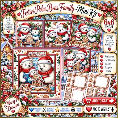 Festive Polar Bear Family - Mini Kit 6x6