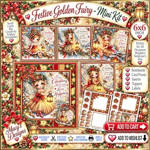 Festive Golden Fairy - Mini Kit 6x6