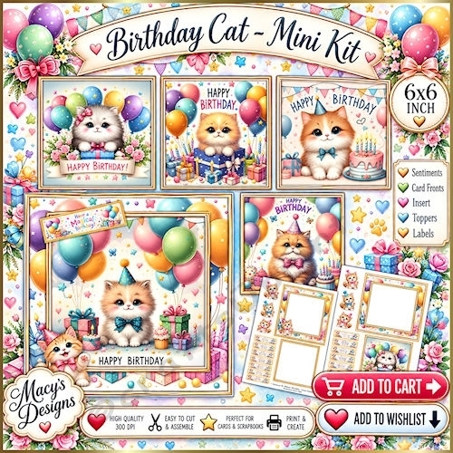 Birthday Cat - Mini Kit 6x6