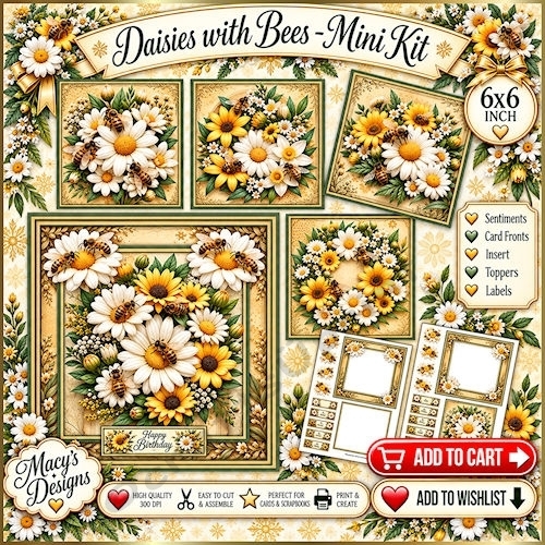 Daisies with Bees - Mini Kit 6x6