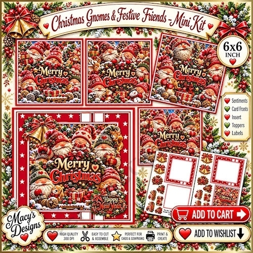 Christmas Gnomes Festive Friends - Mini Kit 6x6