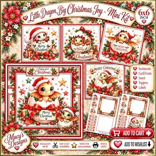 Little Dragon Big Christmas Joy - Mini Kit 6x6