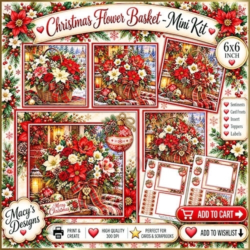 Christmas Flower Basket - Mini Kit 6x6