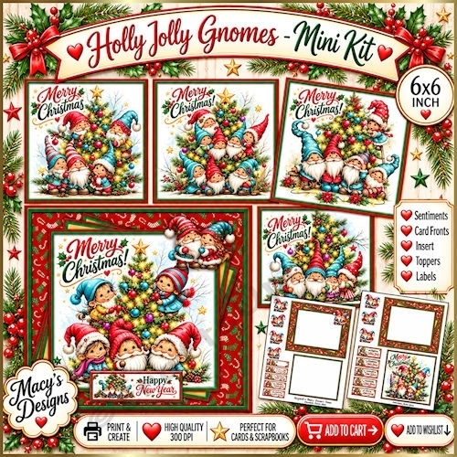 Holly Jolly Gnomes - Mini Kit 6x6